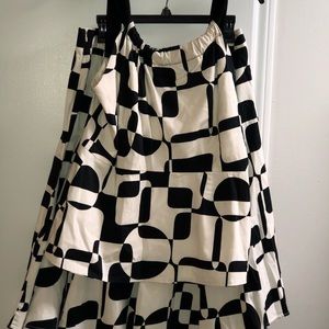 White & Black Geometric Skirt & Top